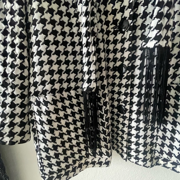 Vintage Houndstooth Fringe Tie Front Jacket - Picture 12 of 13